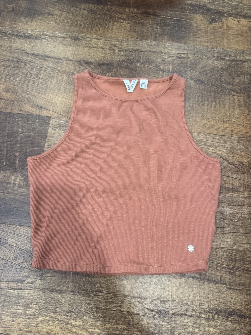 Roxy Ribbed Cropped Tank Top in Terracotta